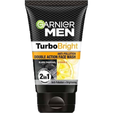 Garnier Men Turbo Bright Anti Pollution Double Action Face Wash 100 gm image