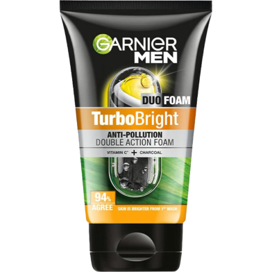 Garnier Men Turbo Bright Anti Pollution Double Action Face Wash 100 gm image