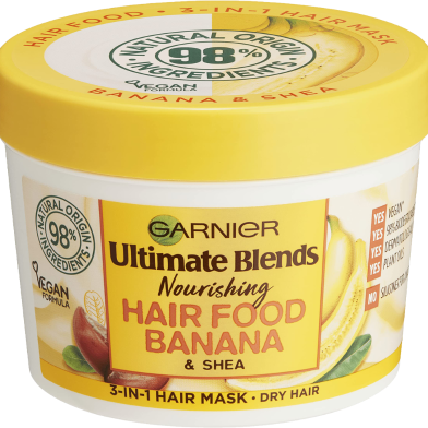 Garnier Ultimate Blends Hair Food Banana 3in1 Dry Hair Mask Treatment 390 ml image