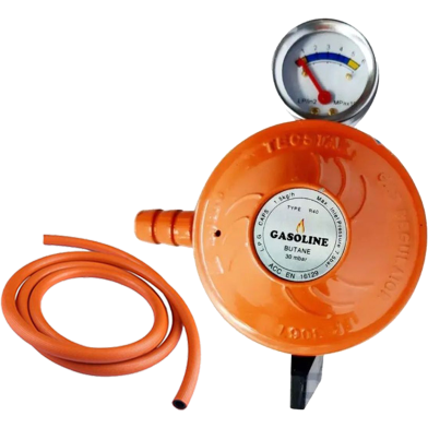 Gasoline LPG 22mm Gas Regulator with Meter And 6Feet LPG Hose Pipe (2Pcs Set) image