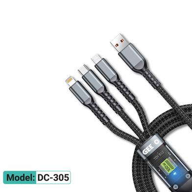 GEEOO DC305 3 IN 1 Super Fast Charging Cable-Black image