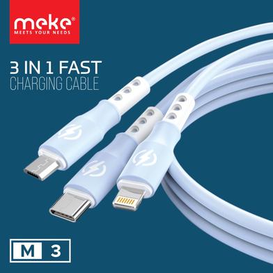 Meke M3 3-in-1 Soft Skin 6A Charging Cable-Blue image