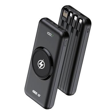 Geeoo P320 10,000mAh Wireless Power Bank with Attached Cable-Black image