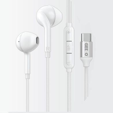 GEEOO TC-555 Type-C Half In-Ear Wired Earphone White image
