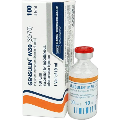Gensulin M30 30 Percent 70 Percent In 100 Iu Per Ml Vial 10 ml Vial image