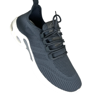 Gents Grey Color Mesh Knitting Lightweight Breathable Slip On Walking Shoes Casual Comfortable Workout Sneakers image