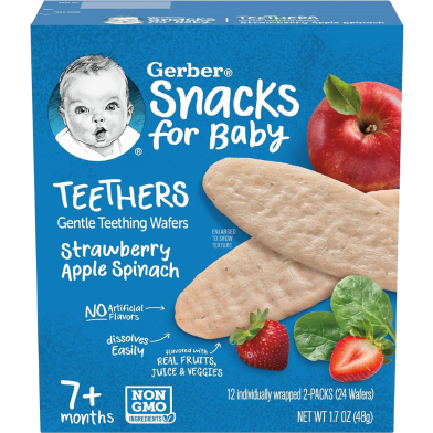 Gerber Teethers Strawberry Apple Spinach Wafers (48gm) image