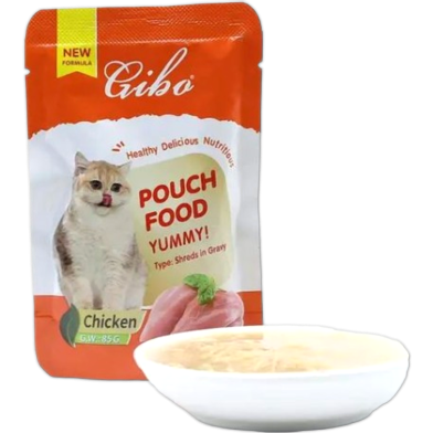 Giba Cat Pouch Food - Chicken Gravy For All Age Cats 85g | Cat Wet Food (Shreds in Gravy) image
