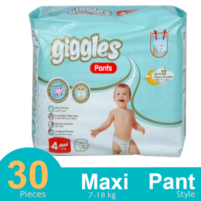 Giggles Baby Diaper Pants System Maxi (7-18kg)-Comfortable and Absorbent, 30 Pcs Pack image