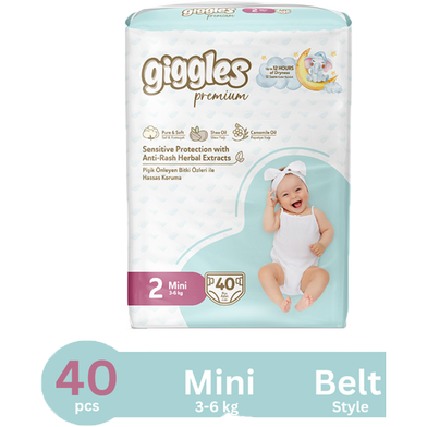 Giggles Premium Belt System Baby Diaper (Mini) (3-6 Kg) (40 Pcs)