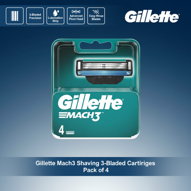 Gillette Mach3 Shaving 3-Bladed Cartridges Pack of 4 Slide 2