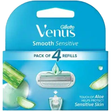 Gillette Venus Smooth Glidestrip Aloe Vera Extracts Razor Blades For Women 4 pcs image