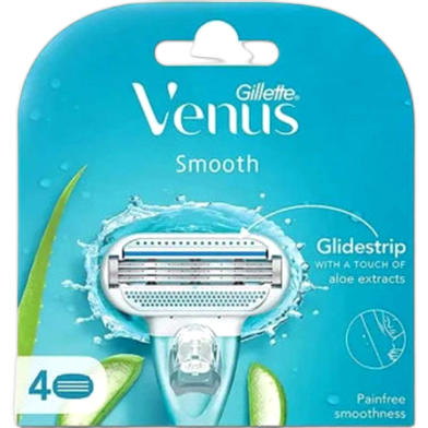 Gillette Venus Smooth Glidestrip Aloe Vera Extracts Razor Blades For Women 4 pcs image