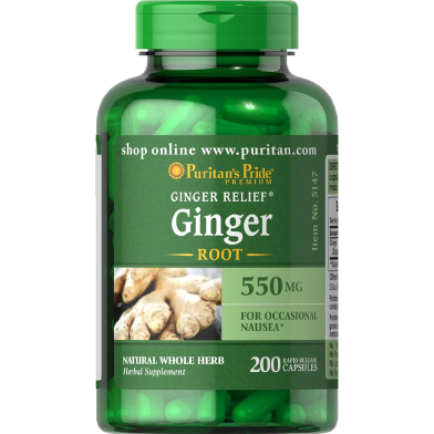 Ginger Root by Puritan’s Pride Supports Digestive Health 550 mg 200 Capsules image