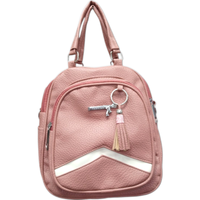 Girls Fashionable Pink Leather Backpack image