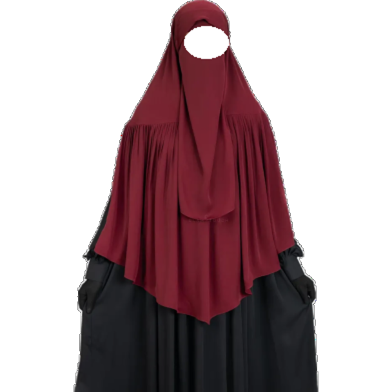 Glam Touch Aania Instant Frill Hijab And Niqab Set | Maroon image