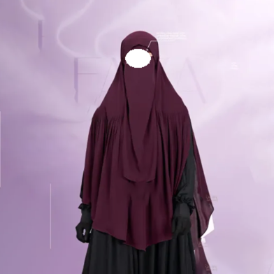 Glam Touch Aania Instant Frill Hijab And Niqab Set | Wine image