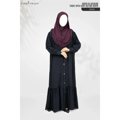 Glam Touch Abaya Al-Bashira Front Open Snap Button Abaya image