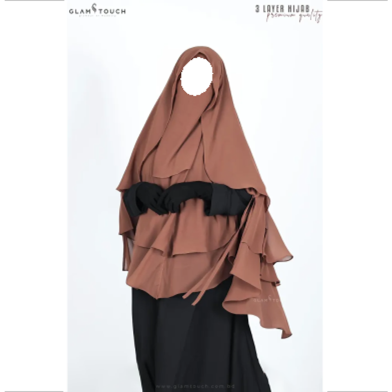 Glam Touch Abru 3 Layer Hijab Niqab Set image
