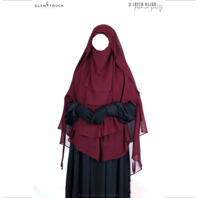 Glam Touch Abru 3 Layer Hijab Niqab Set image
