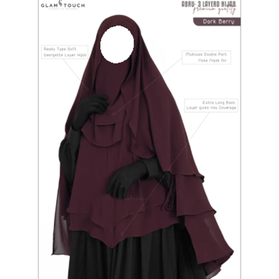 Glam Touch Abru 3 Layer Hijab Niqab Set | image