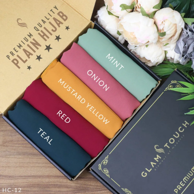 Glam Touch Full Coverage Plain Hijab Combo Set - Diamond Georgette | Multicolor image