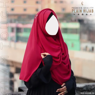 Glam Touch Full Coverage Plain Hijab - Diamond Georgette | Red image