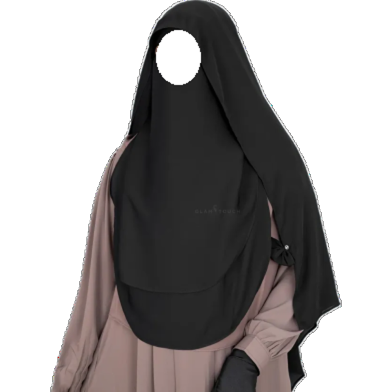 Glam Touch Luna- 2 Layer Hoodie Niqab | Black image