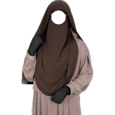Glam Touch Luna- 2 Layer Hoodie Niqab | Chocolate Coffee image
