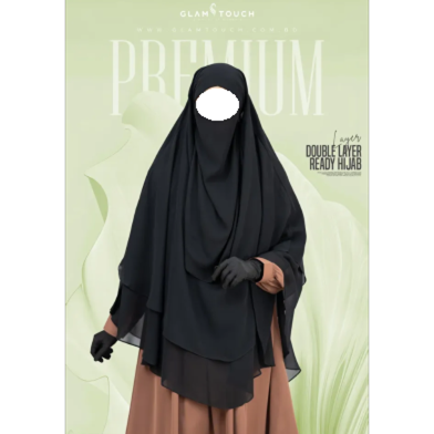 Glam Touch Wafa Double Layer Ready Hijab And Niqab | image