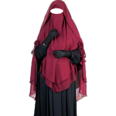 Glam Touch Zara - 3 Layer Extra Long Ready Hiab | Maroon image