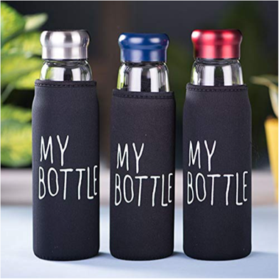 Glass water bottle with aluminum cap and cloth cover 550ml -1pcs [Any Color] image