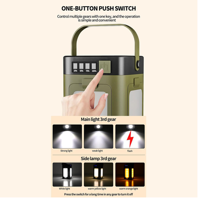 Glimmer Multi Dash Functional Waterproof Camping Led Lantern 2000mah 500lm Solar And Usb Rechargeable With Power Bank 6 Modes Dark Green Slide 2