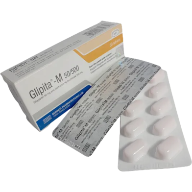 Glipita M 50 mg, 500 mg Tablet 10's Strip image