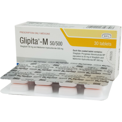 Glipita-M Sitagliptin 50 mg and Metformin Hydrochloride 500 mg 10's Tablet image