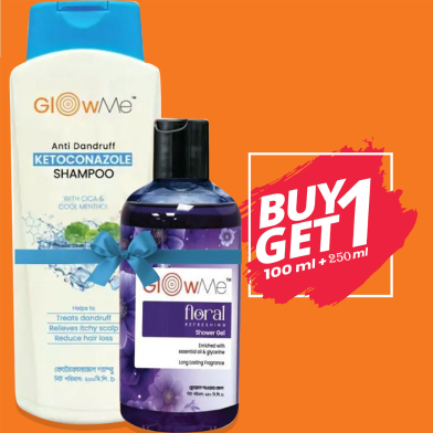 Glow Me Anti Dandruff Ketoconazole Shampoo 200ml Buy 1 Get 1 Glow Me Floral Refreshing Shower Gel 250ml Free image