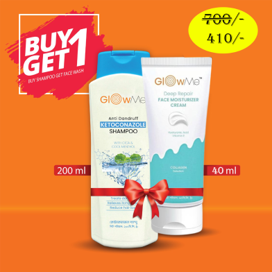 Glow Me Anti Dandruff Ketoconazole Shampoo 200ml Buy 1 Get 1 Glow Me Deep Repair Moisturizer Cream For All Skin Types 60ml Free image