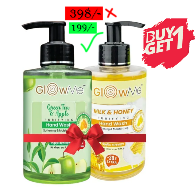 Glow Me Hand Wash Milk And Honey 270ml Buy 1 Get 1 Glow Me Hand Wash Green Tea And Apple 270ml Free image