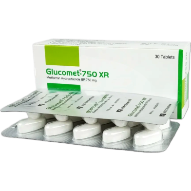 Glucomet Xr 750 mg Tablet 10's Strip image
