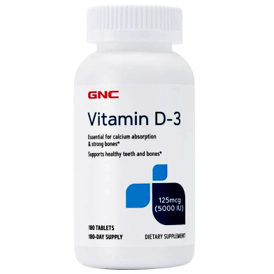 Gnc Vitamin D3 125 mcg 5000 IU – 180 Tablets image