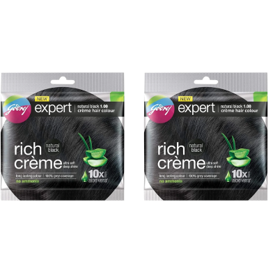 Godrej Rich Creme Hair Expert Natural Black Colour 20ml Plus 20ml image