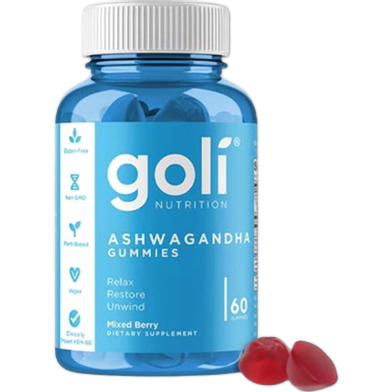 Goli Nutrition Ashwagandha Gummy, Mixed Berry, 60 Gummies (USA) image