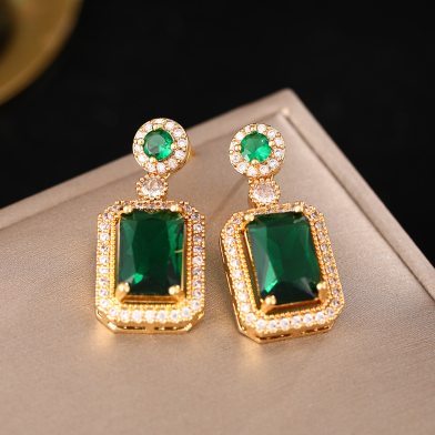 Green Crystal Luxury Earring Party Earring Engagement Wedding Jewelry Earring image