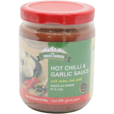 Green Swiss Garden Hot Chilli and Garlic Sauce Glass Jar 230gm image