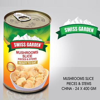 Green Swiss Garden Ready To Eat Slice Mushrooms Can 400gm image