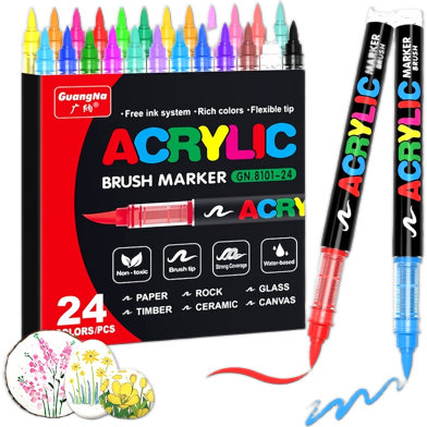 Acrylic Guangna Metallic Paint Marker Pen- 12/24 Colors Set image