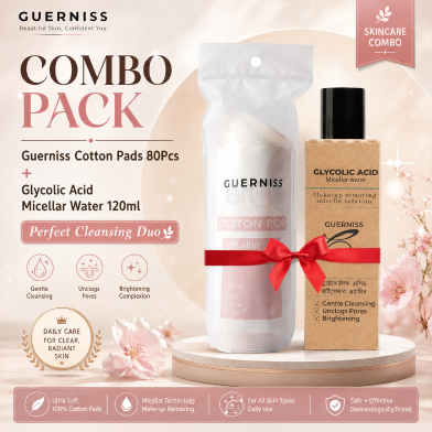 Guerniss Cotton Pads 80Pcs Plus Glycolic Acid Micellar Water 120ml Combo Pack image