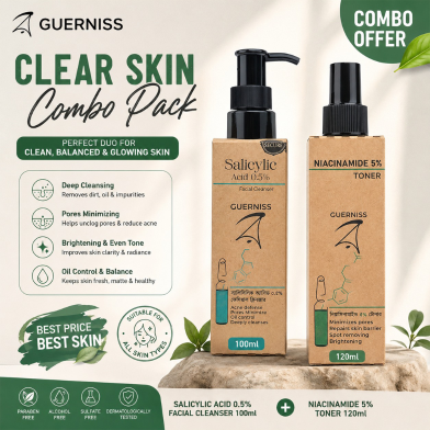 Guerniss Raw Salicylic Acid 0.5 Percent Facial Cleanser 100ml Plus Guerniss Raw Niacinamide Toner 5 Percent 120ml (Combo Pack) image