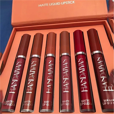 HANDAIYAN 6 Colors Long Lasting Velvet Lips Tint Liquid Lipsticks Waterproof Non-Stick Cup Lipgloss Gift Set (A)