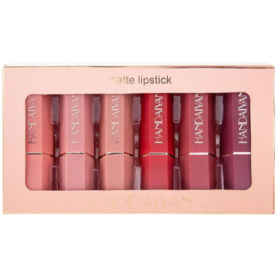 HANDIAYAN 6 Colors/Box Nude Velvet Lipstick Kit Makeup Cosmetics Cream Matte Lip Stick Set Waterproof Silky Matt Lip Balm Pencil image